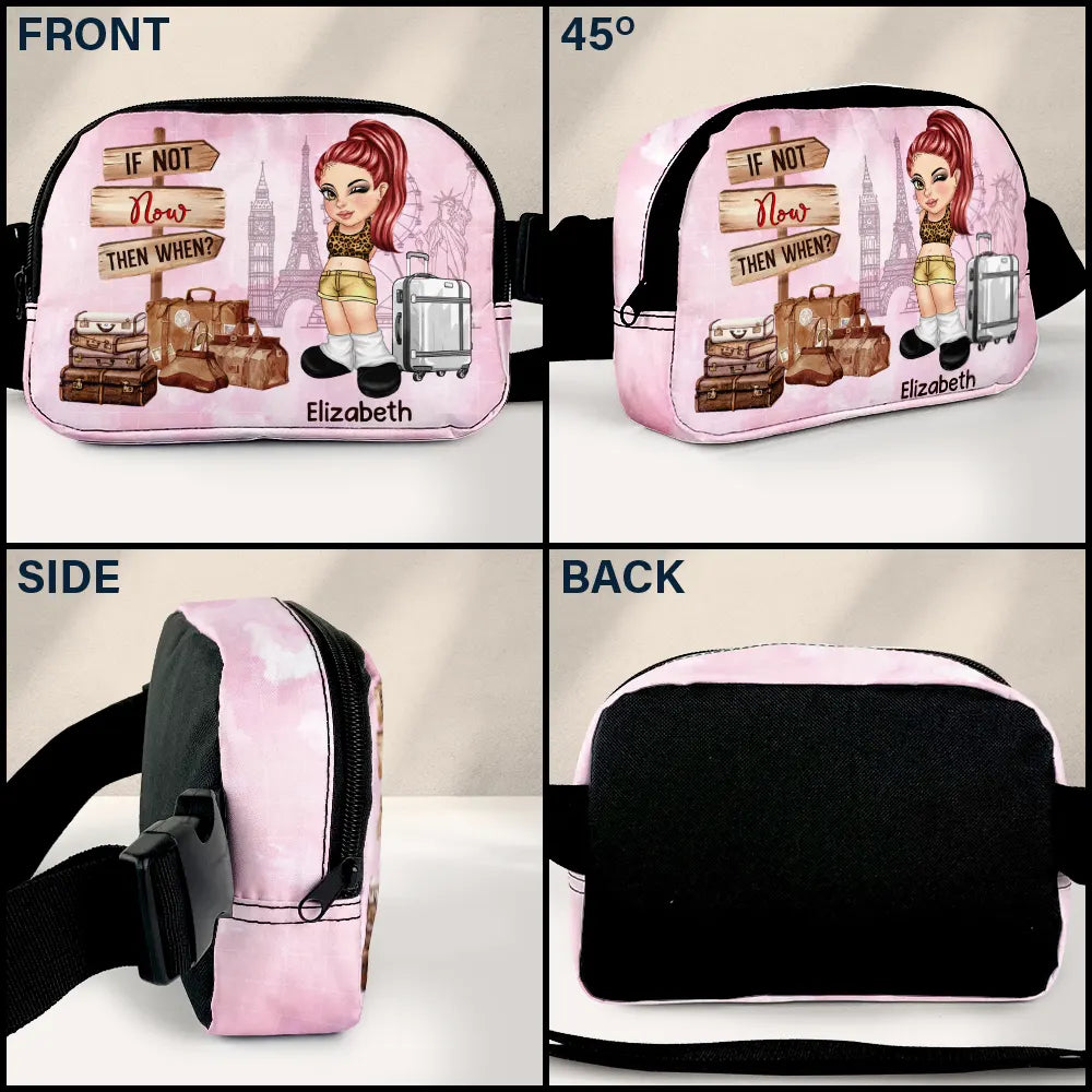 Travel,Gift For Yourself,Gift For Women,Gift For Men,Happy - Collect Moments Not Things Travel Is My Therapy - Personalized Crossbody Belt Bag