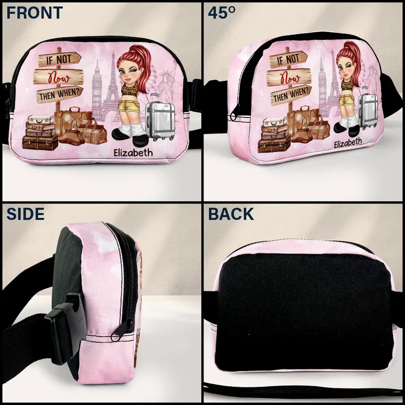 Travel,Gift For Yourself,Gift For Women,Gift For Men,Happy - Collect Moments Not Things Travel Is My Therapy - Personalized Crossbody Belt Bag