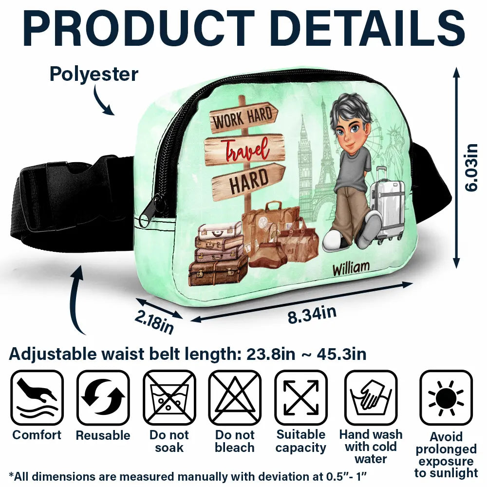 Travel,Gift For Yourself,Gift For Women,Gift For Men,Happy - Collect Moments Not Things Travel Is My Therapy - Personalized Crossbody Belt Bag