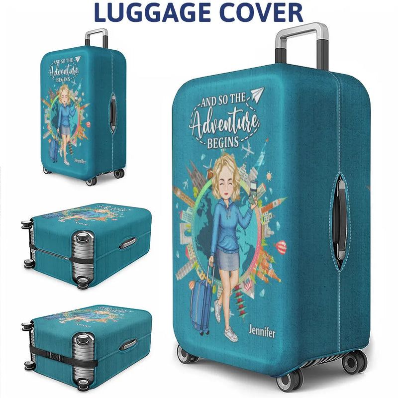 Travel,Gift For Women,Gift For Men,Gift For Yourself,Happy - Travel Around The World - Personalized Luggage Cover