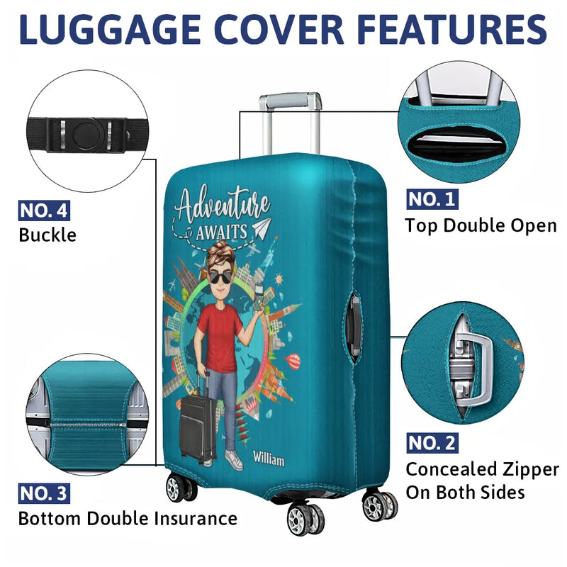 Travel,Gift For Women,Gift For Men,Gift For Yourself,Happy - Travel Around The World - Personalized Luggage Cover