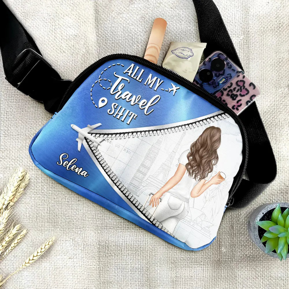 All My Travel Crap - Sac banane bandoulière personnalisé
