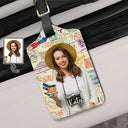 Travel,Custom Photo,Gift For Yourself,Gift For Women,Gift For Men,Happy - Custom Photo Travel Stamp Pattern - Personalized Luggage Tag