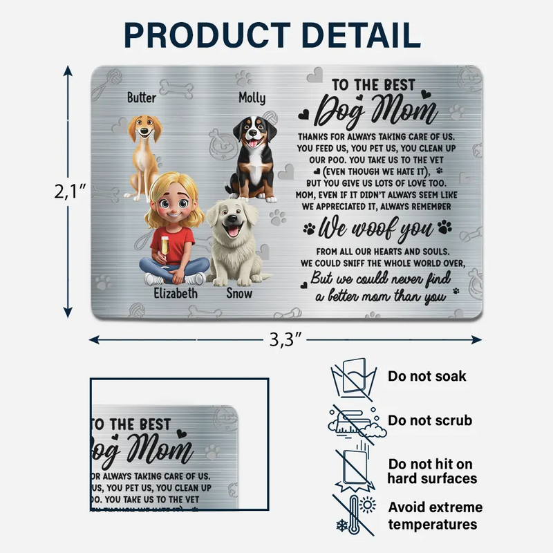Dog Lovers,Dog Mom,Gift For Yourself,Gift For Women - I Could Never Find A Better Dog Mom Than You 3D Effect - Personalized Aluminum Wallet Card