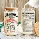 Gift For Mother, Gift For Grandma, Gift For Women, Love - Mama Bear Nutrition Facts - Personalized Clear Glass Can