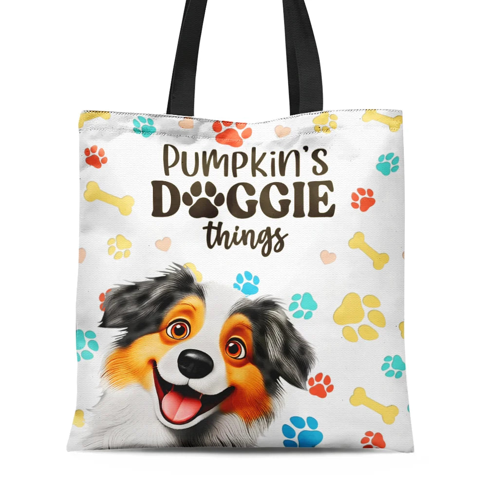 Dog Lovers,Dog Mom,Travel,Happy - Doggie Things 3D Effect Dogs - Personalized Zippered Canvas Bag