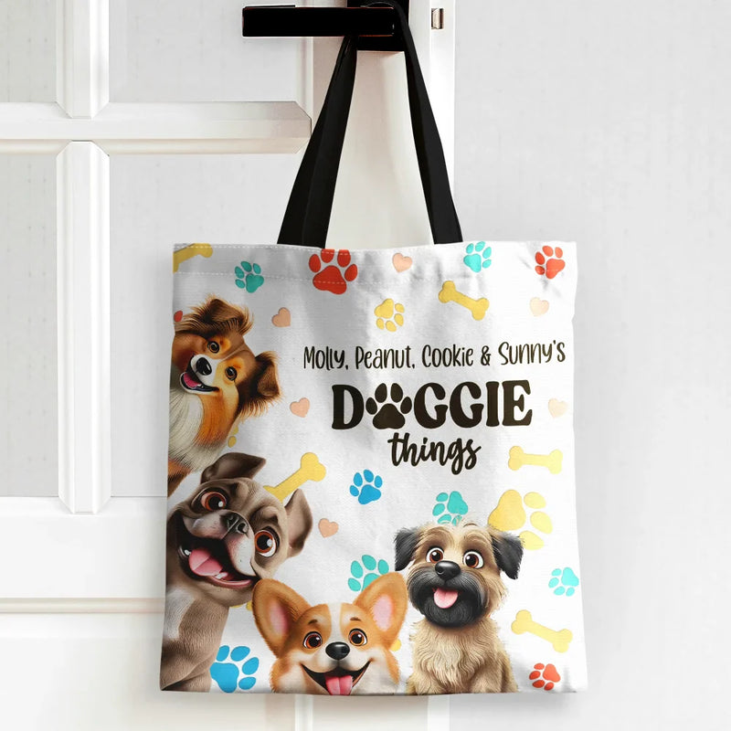 Dog Lovers,Dog Mom,Travel,Happy - Doggie Things 3D Effect Dogs - Personalized Zippered Canvas Bag