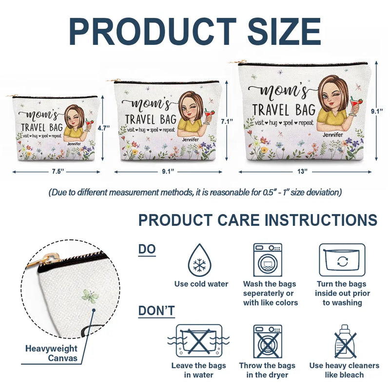 Gift For Grandma,Grandma's Hobby,Gift For Mother,Mom's Hobby,Travel - Mom's Grandma's Travel Bag - Personalized Cosmetic Bag