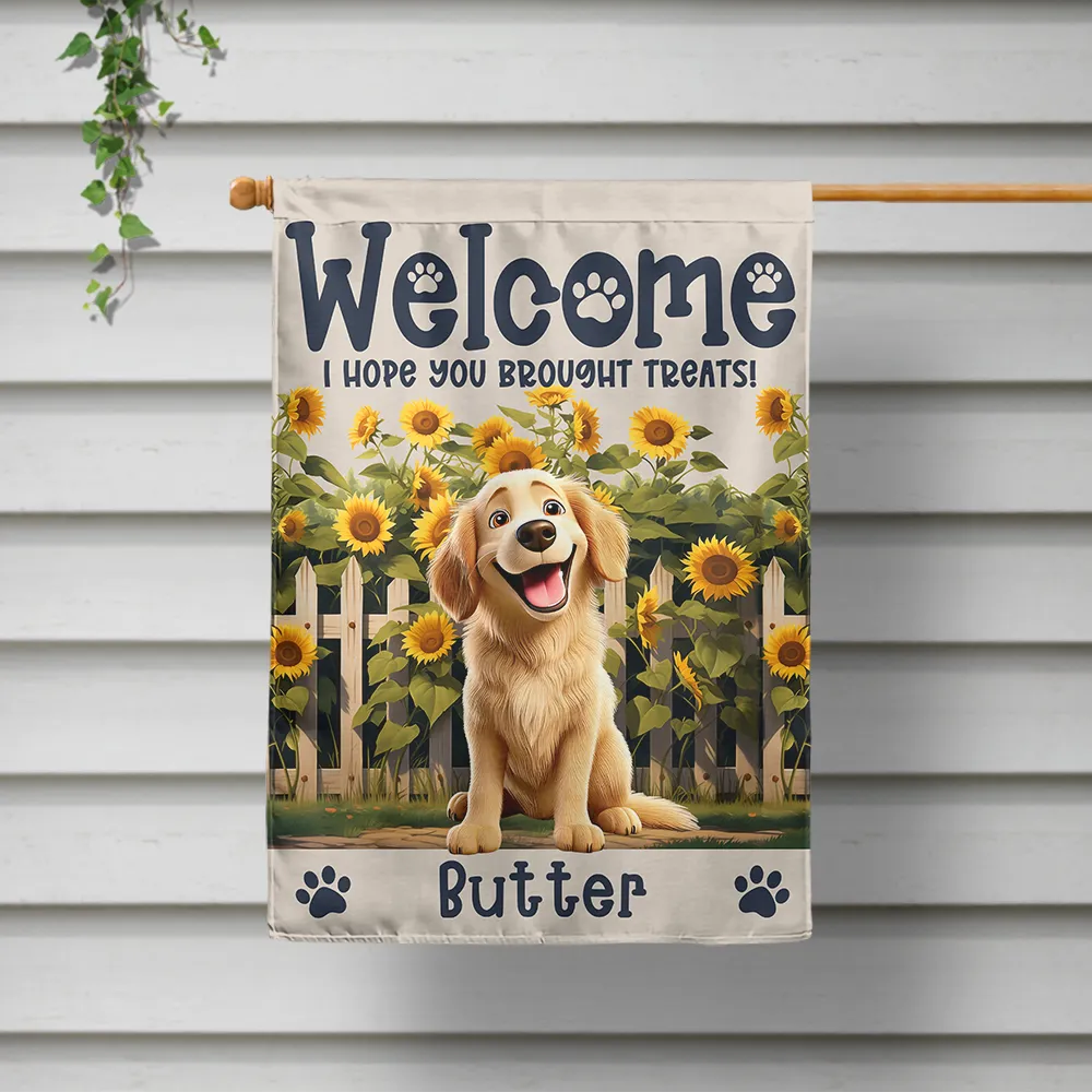 Dog Lovers, Happy - Welcome We Hope You Brought Treats 3D Effect Dogs - Personalized Flag