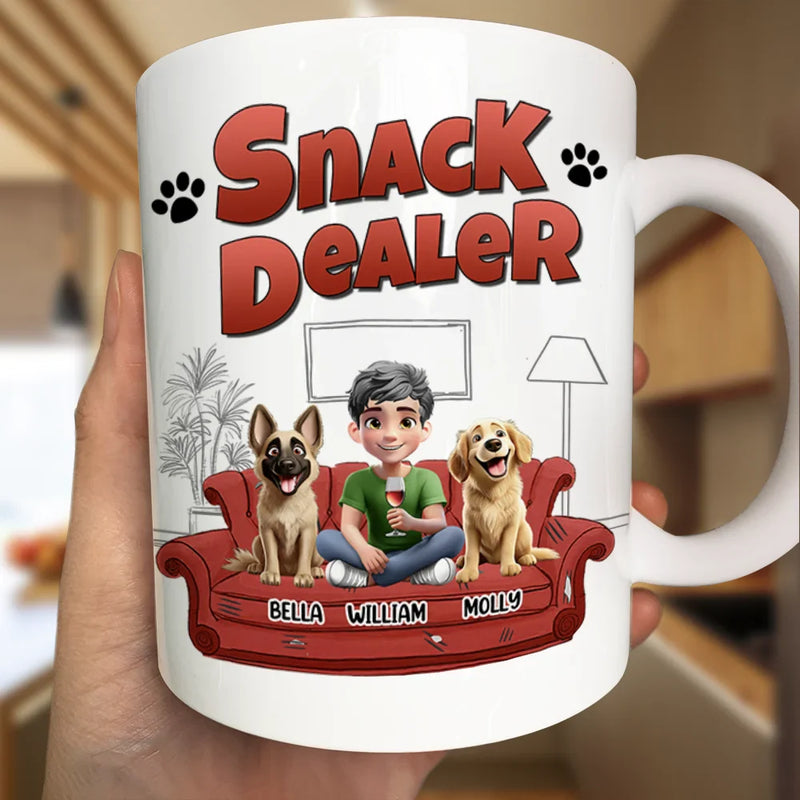 Dog Lovers, Dog Mom, Dog Dad, Gift For Yourself, Happy - Treat Dealer 3D Effect Dogs - Personalized Mug