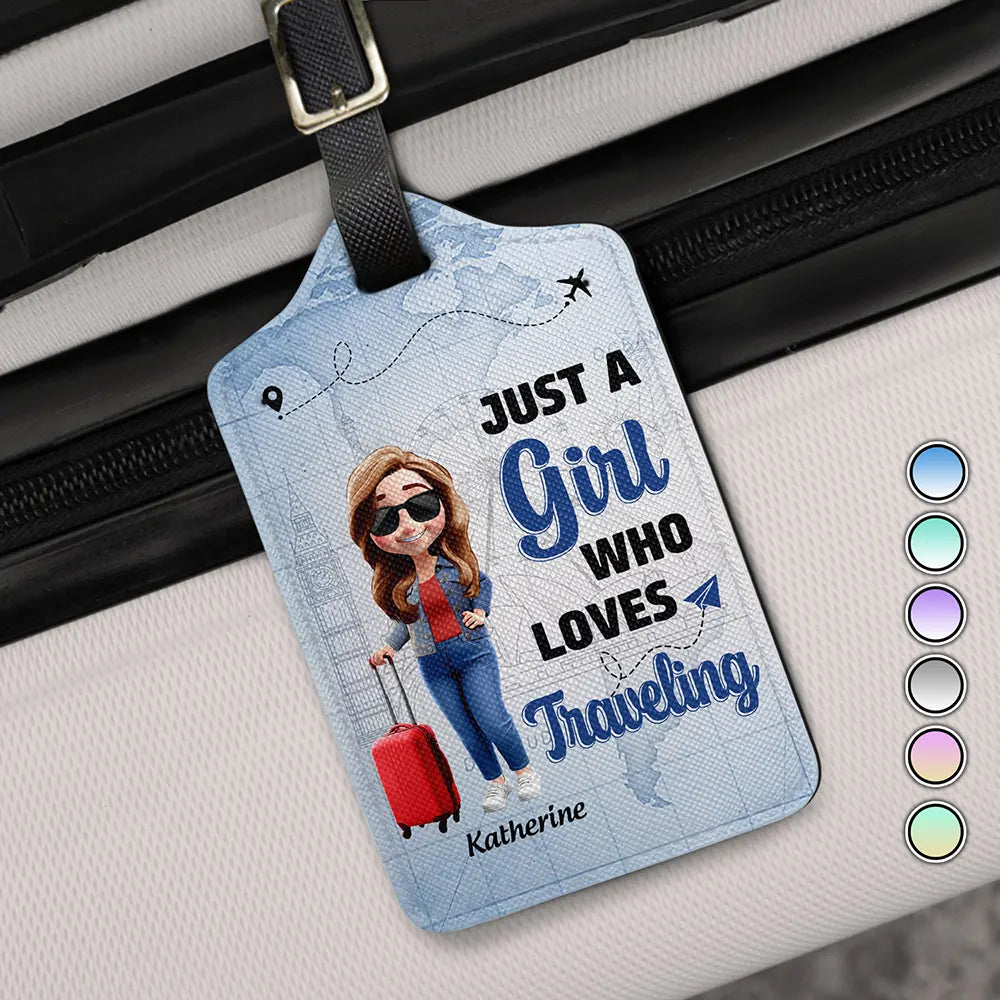 Just A Girl Boy Who Loves Traveling 3D Effect - Personalized Luggage Tag