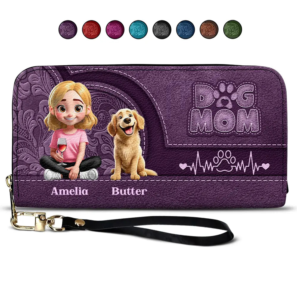 Dog Mom 3D Effect - Personalized Leather Long Wallet
