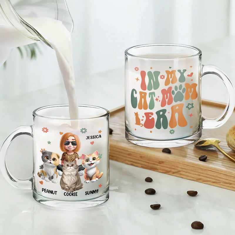 Cat Lovers, Cat Mom, Gift For Yourself, Gift For Women, Happy - In My Cat Mom Era 3D Effect - Personalized Glass Mug