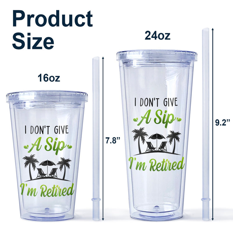 What Day Is Today Who Cares I'm Retired Summer Beach - Birthday, Retirement Gift For Yourself, Dad, Mom, Grandpa, Grandma, BFF Best Friends, Colleagues - Personalized Acrylic Insulated Tumbler With Straw