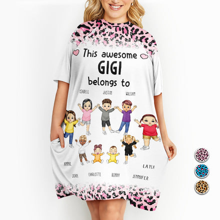 Ceci appartient à - Cadeau pour grand-mère, maman - T-shirt de nuit personnalisé pour femme