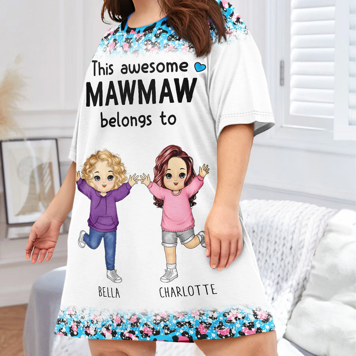 Ceci appartient à - Cadeau pour grand-mère, maman - T-shirt de nuit personnalisé pour femme