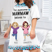 Ceci appartient à - Cadeau pour grand-mère, maman - T-shirt de nuit personnalisé pour femme