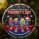 Gift For Bestie, Funny - We're On The Naughty List Besties - Personalized Circle Glass Ornament

