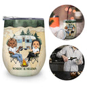 Couples de camping pour la vie - Cadeau d'anniversaire pour conjoint, mari, femme, petit ami, petite amie, campeurs - Verre à vin personnalisé