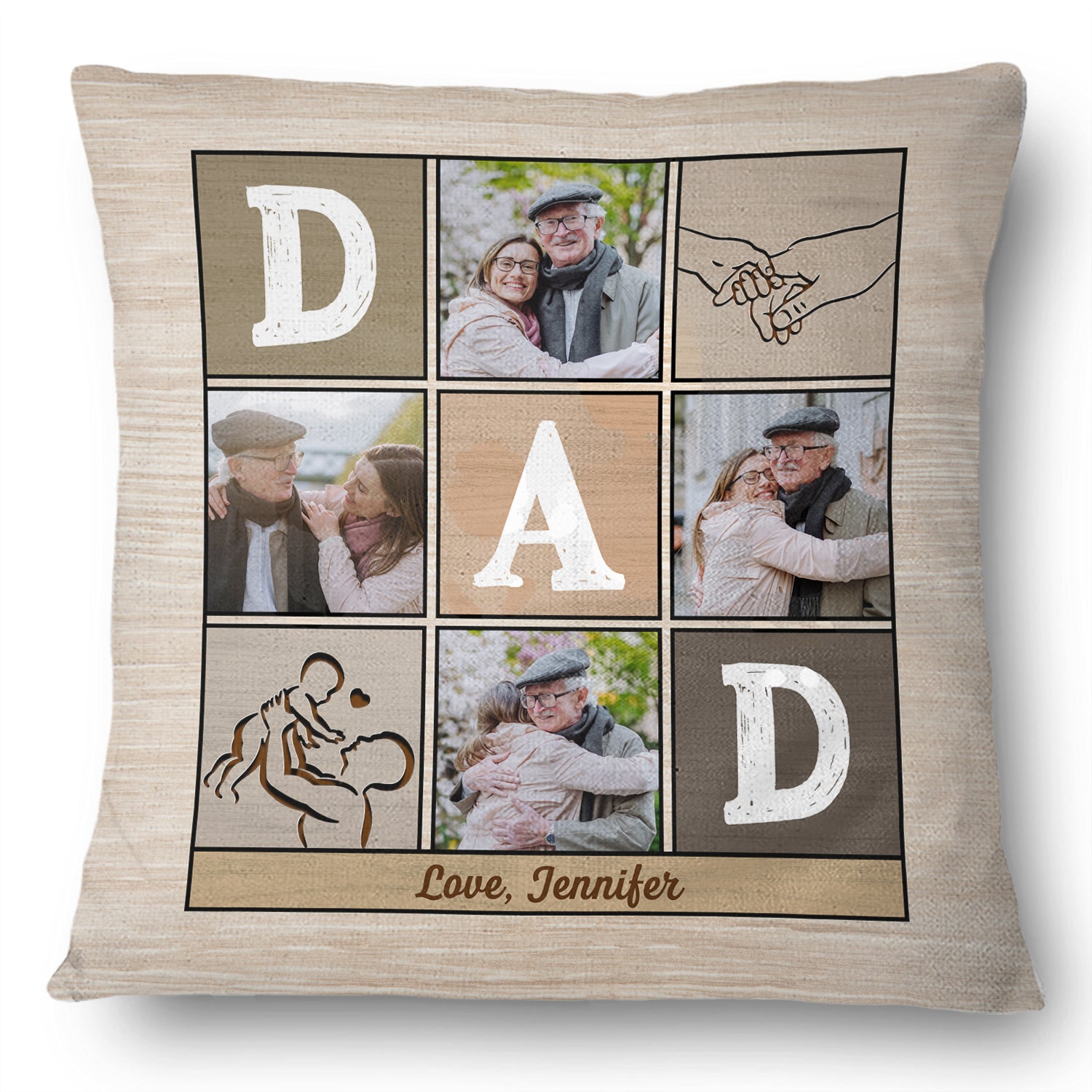 Custom Photo Hold This And Consider It A Big Hug - Birthday, Loving Gift For Dad, Father, Papa, Grandpa, Grandfather - Personalized Custom Pillow