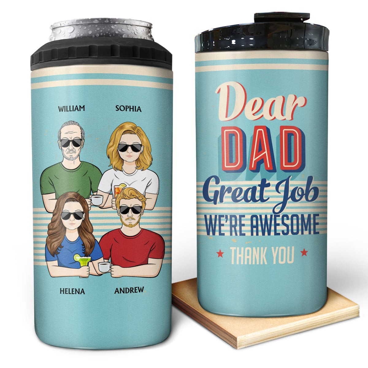 A Dad Like Me Is Hard To Find- Family Personalized Custom 4 In 1 Can Cooler Tumbler - Gift For Dad, Grandpa