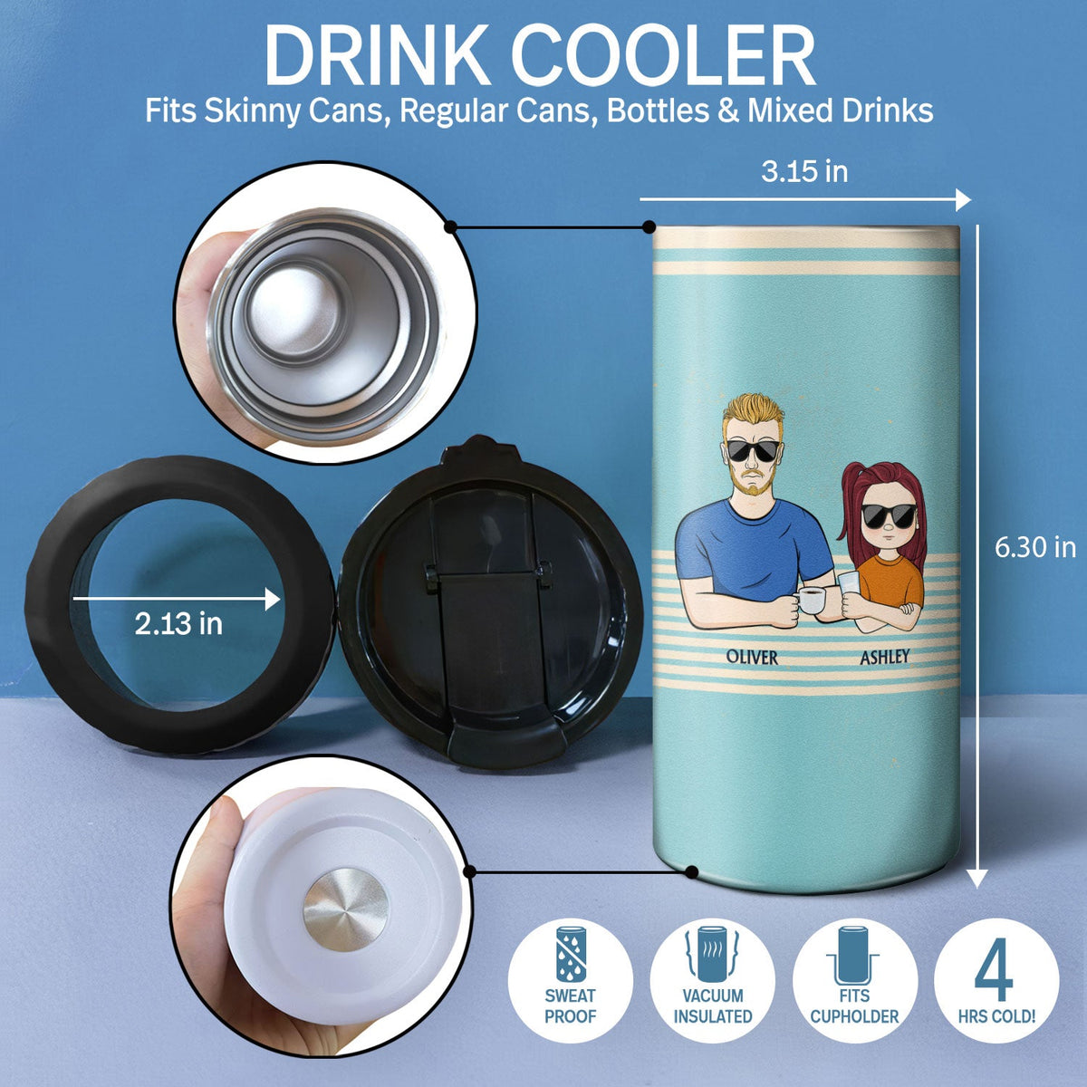 Like Father Like Daughter Like Son - Birthday, Loving Gift For Father, Grandpa, Grandfather - Personalized Custom 4 In 1 Can Cooler Tumbler