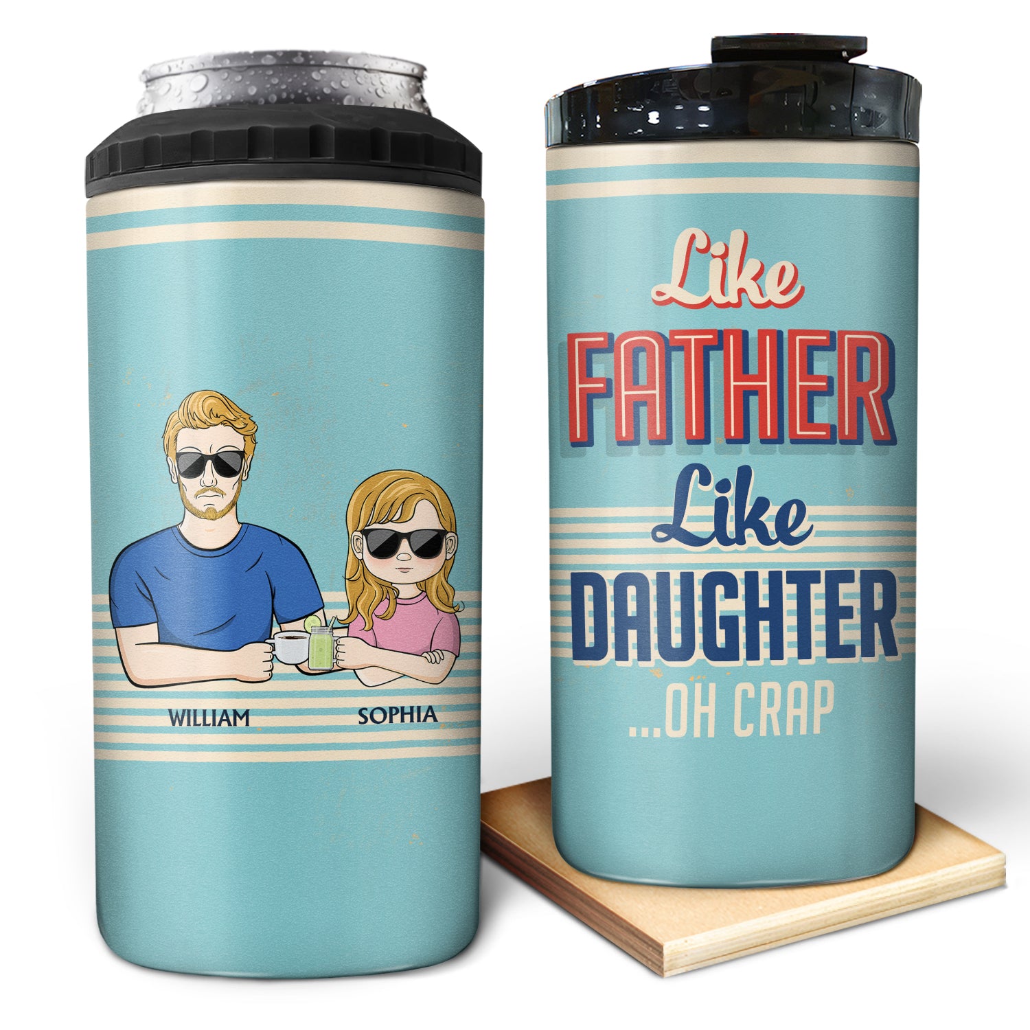 Like Father Like Daughter Like Son - Birthday, Loving Gift For Father, Grandpa, Grandfather - Personalized Custom 4 In 1 Can Cooler Tumbler