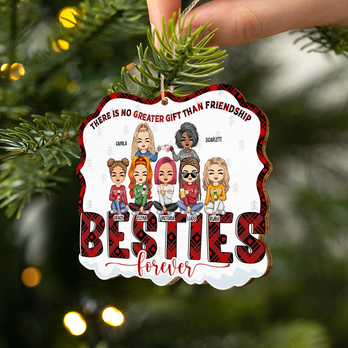 Congrats On Being My Bestie Chibi - Christmas Gift For Women - Personalized Custom Shaped Wooden Ornament