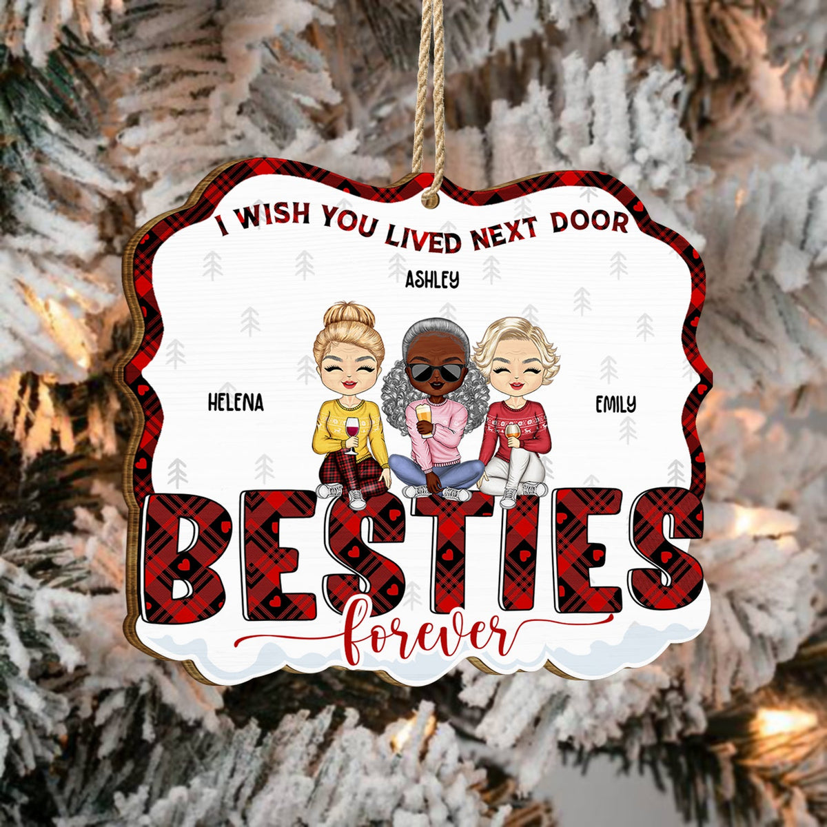 Congrats On Being My Bestie Chibi - Christmas Gift For Women - Personalized Custom Shaped Wooden Ornament