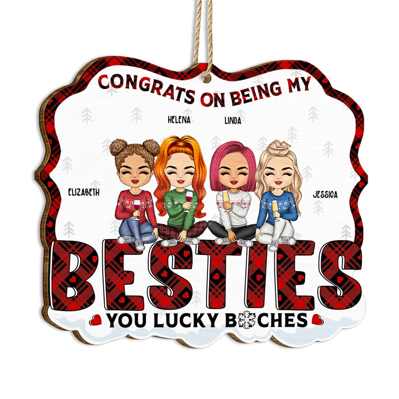 Congrats On Being My Bestie Chibi - Christmas Gift For Women - Personalized Custom Shaped Wooden Ornament