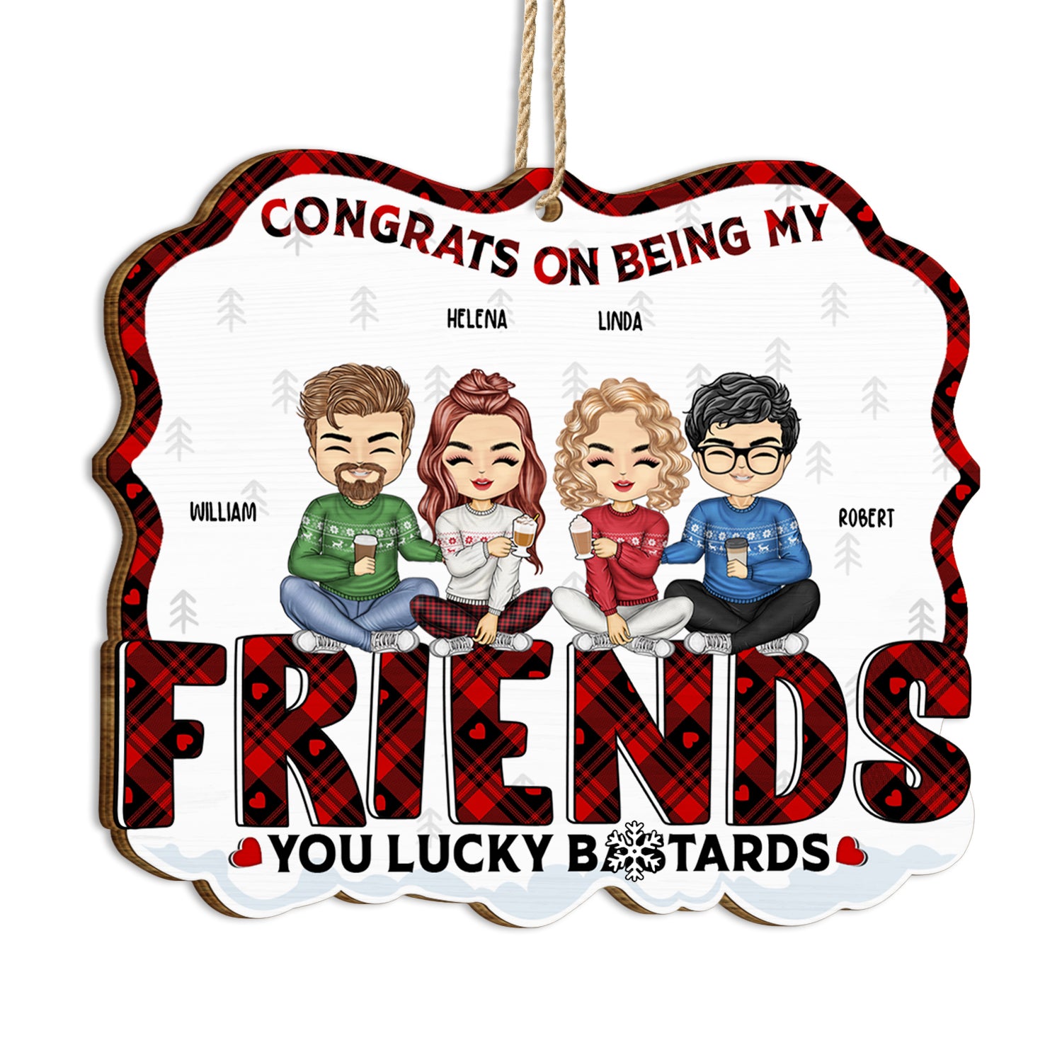 Congrats On Being My Bestie Chibi - Christmas Gift For Friends - Personalized Custom Shaped Wooden Ornament