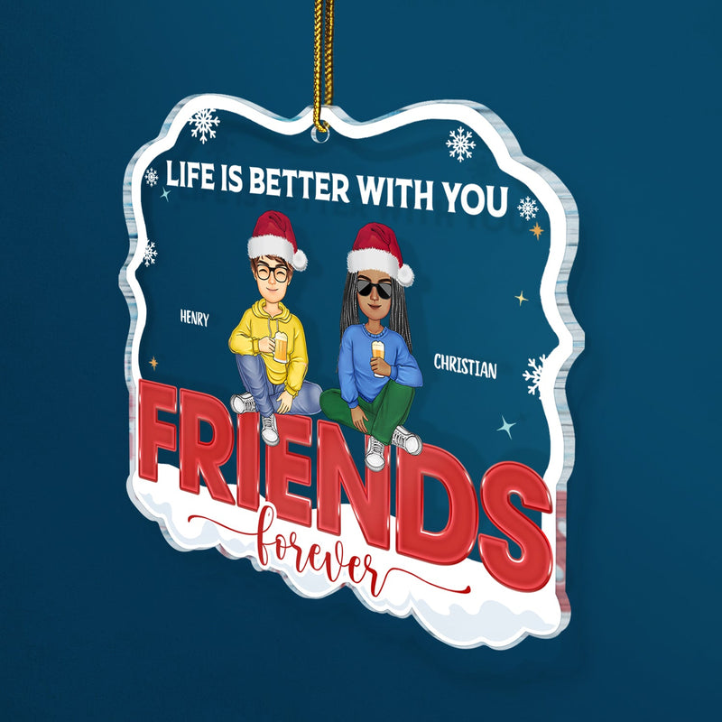 Congrats On Being My Bestie Cartoon - Christmas Gift For Friends - Personalized Custom Shaped Acrylic Ornament