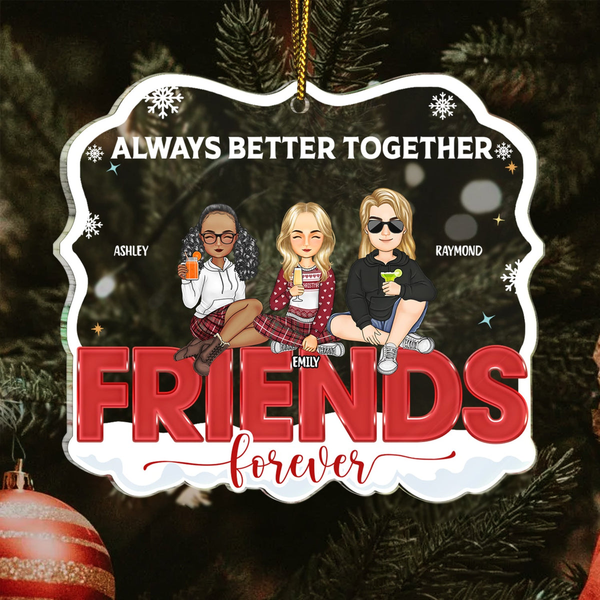 Congrats On Being My Bestie Cartoon - Christmas Gift For Friends - Personalized Custom Shaped Acrylic Ornament