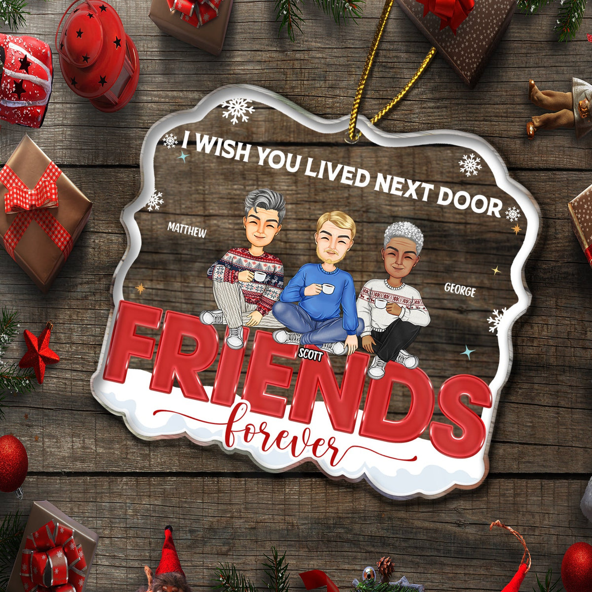 Congrats On Being My Bestie Cartoon - Christmas Gift For Friends - Personalized Custom Shaped Acrylic Ornament