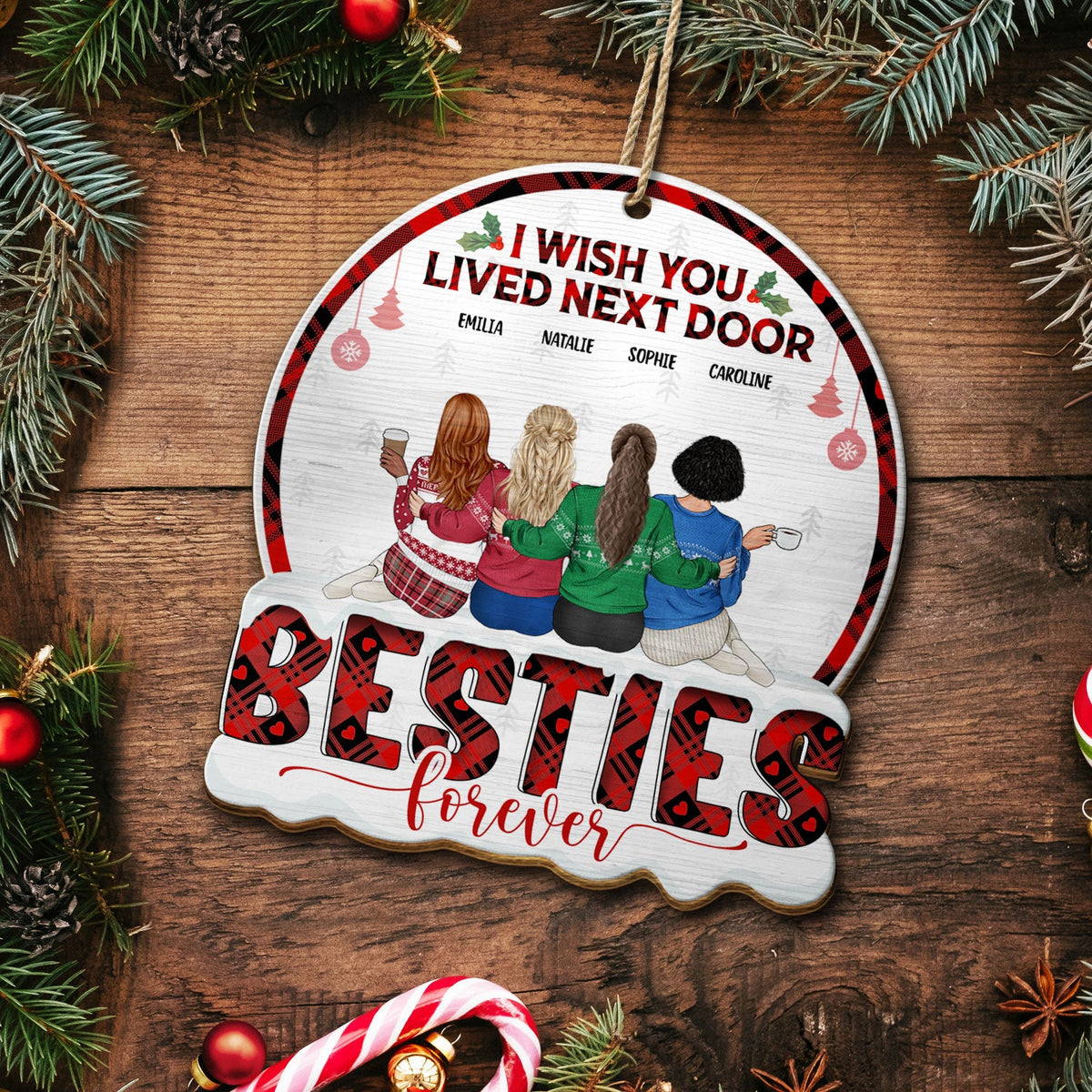 Life Is Better With You - Christmas Gift For Women, Bestie, Sister - Personalized Custom Shaped Wooden Ornament