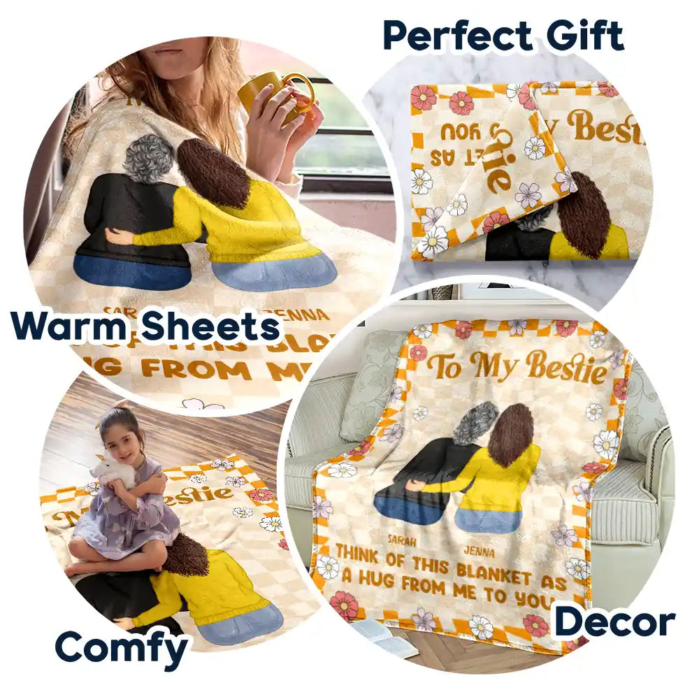 A Hug From Me To You Sister Bestie - Personalized Fleece Blanket, Sherpa Blanket