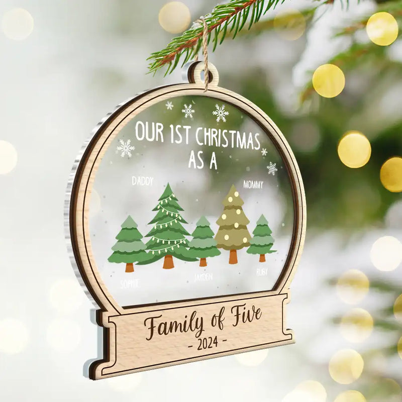 First Christmas As A Family Of Three - Personalized 2-Layered Mix Ornament