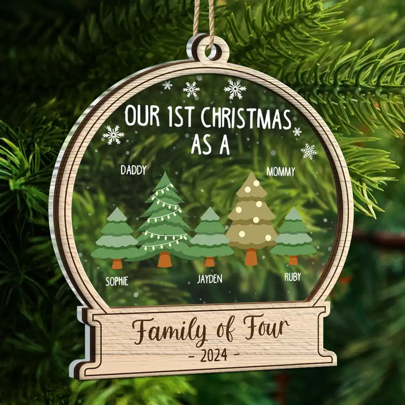 First Christmas As A Family Of Three - Personalized 2-Layered Mix Ornament