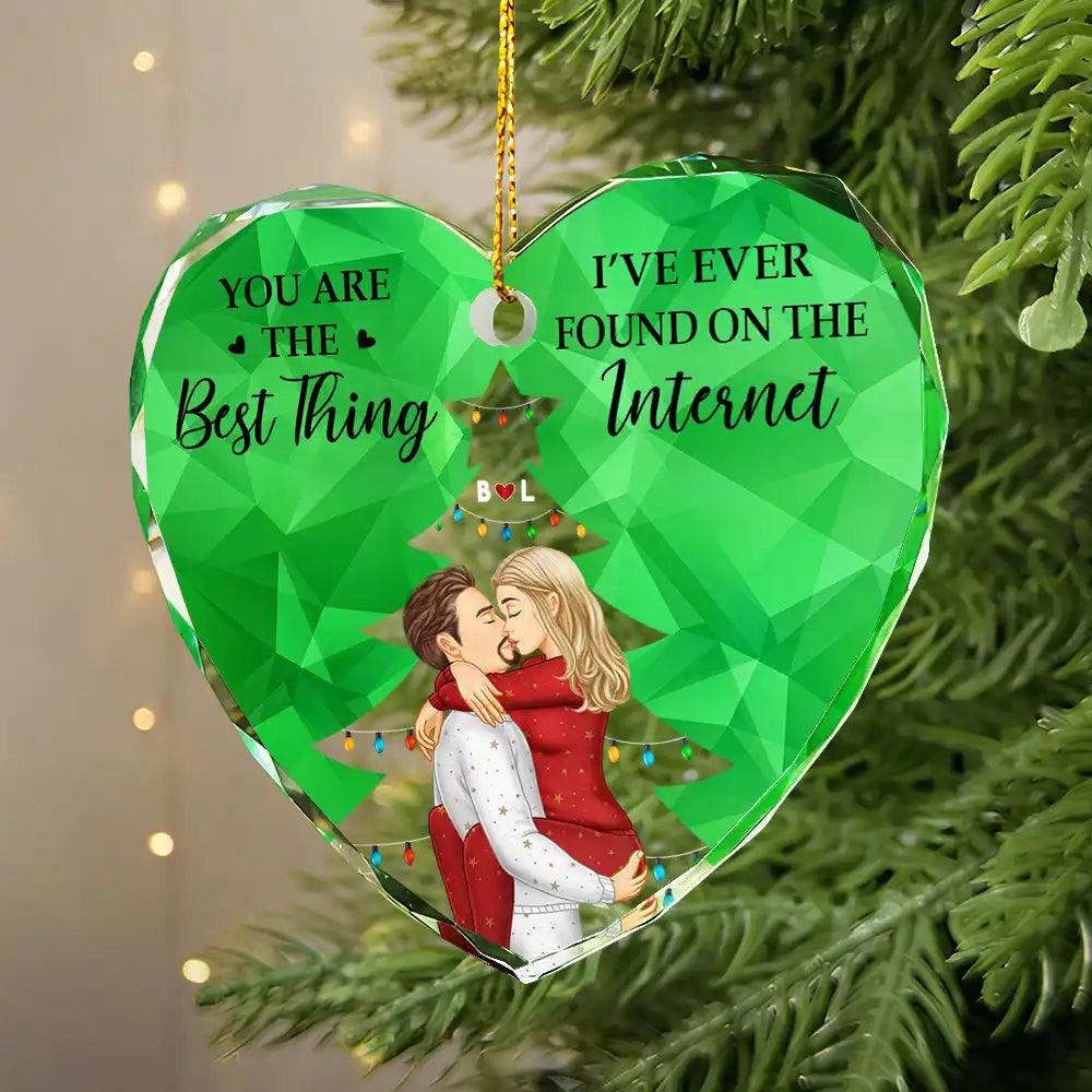 Gift For Couples - You Are The Best Thing Christmas Couples - Personalized Heart Shaped Glass Ornament