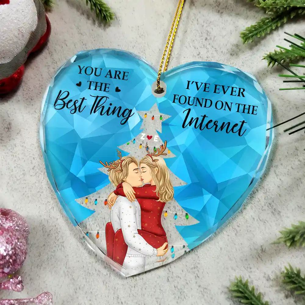 Gift For Couples - You Are The Best Thing Christmas Couples - Personalized Heart Shaped Glass Ornament