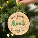 First Christmas As A Family Of Three - Personalized Wood Slice Ornament