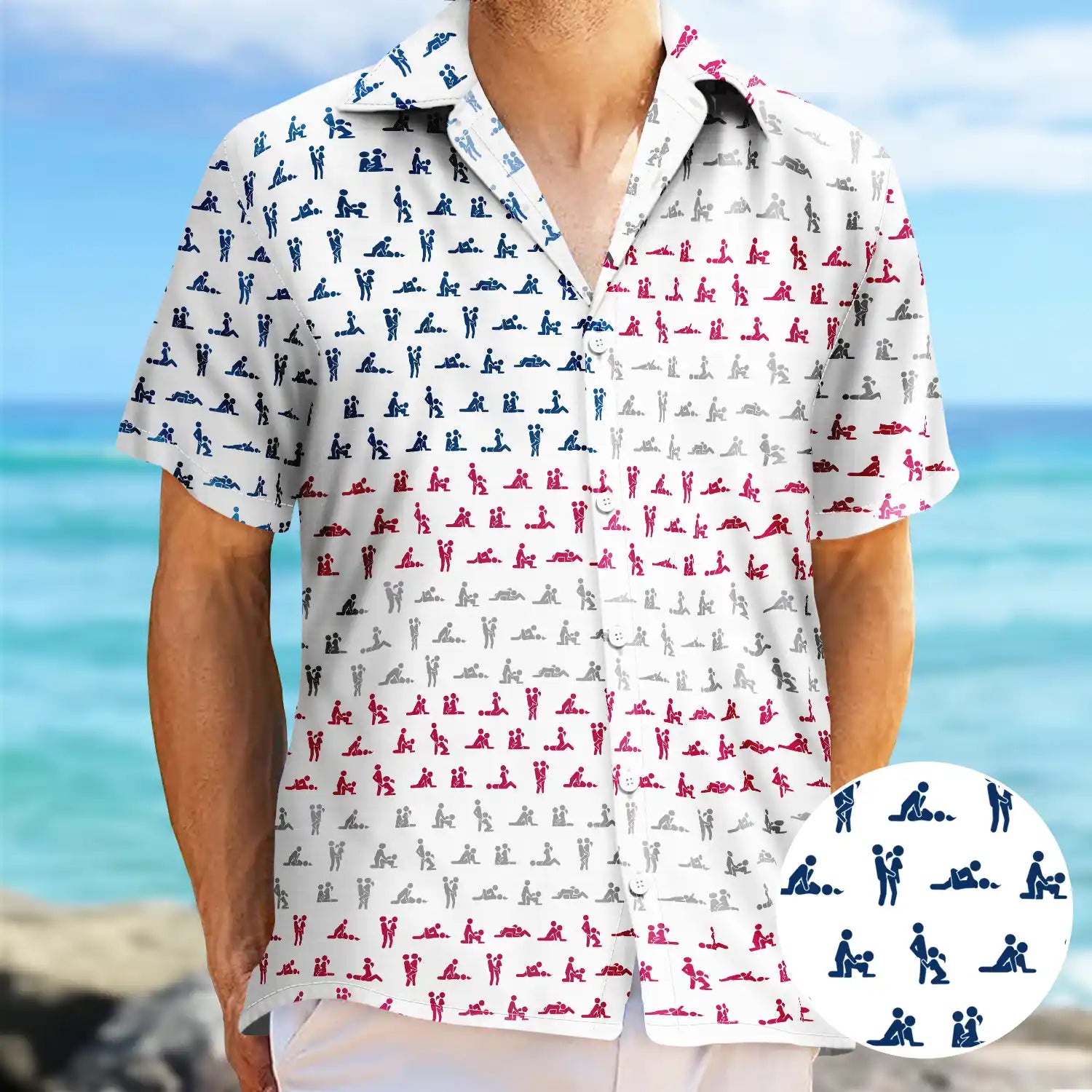 Gift For Husband,Gift For Boyfriend,Funny,Independence Day,Icon - Husband Summer Vibe Hidden Funny Naughty Pattern - Personalized Hawaiian Shirt