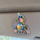 Gift For Father,Custom Photo,Adorable,Cut-Face Photo,Icon - Custom Photo Drive Safe Daddy Papa Best Pit Crew Kid Car Racing - Personalized Custom Shaped Acrylic Car Visor Clip