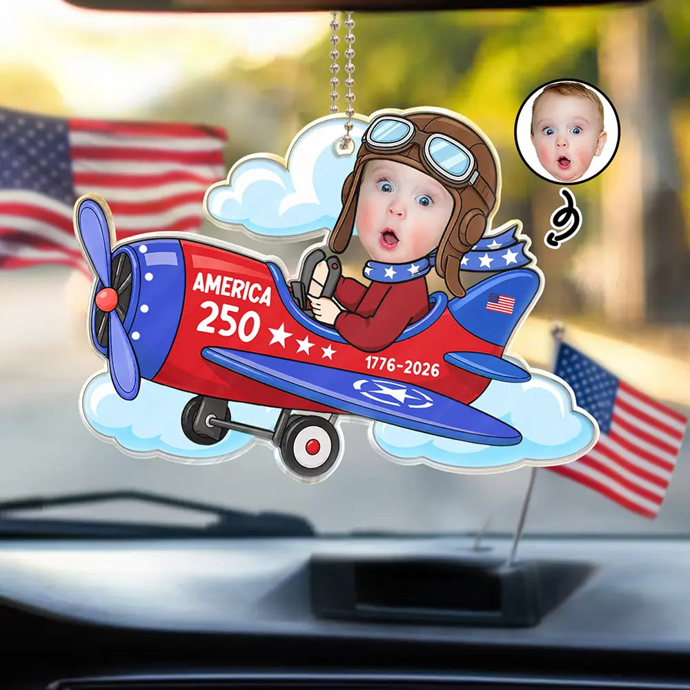 Custom Photo America 250 Lookin' Fly Baby - Personalized Acrylic Car Hanger