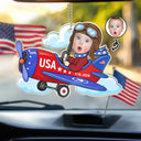 America 250th,Custom Photo,Independence Day,Parents,Adorable,Cut-Face Photo - Custom Photo America 250 Lookin' Fly Baby - Personalized Acrylic Car Hanger