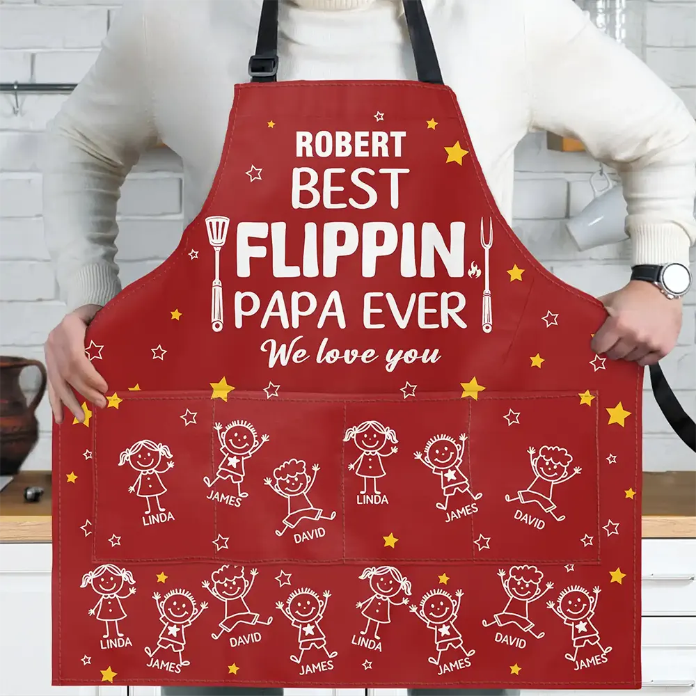 Grilling, Summer, Humorous, Icon - The Grillfather Best Flipping Dad Grilling Grandpa - Personalized Apron