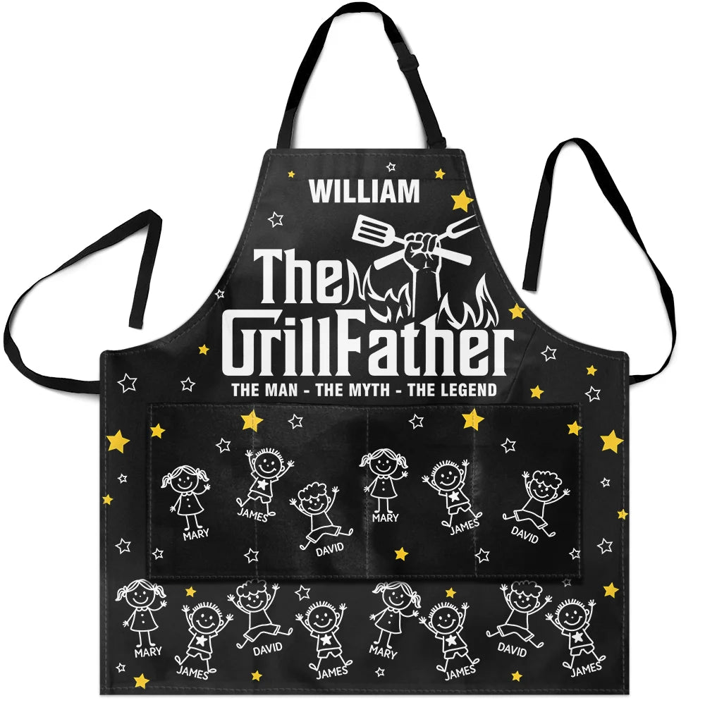 Grilling, Summer, Humorous, Icon - The Grillfather Best Flipping Dad Grilling Grandpa - Personalized Apron