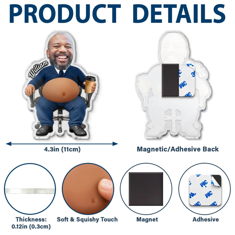 Teacher, Humorous, Back To School, Custom Photo, Cut-Face Photo - Custom Photo Funny Belly Teacher On Duty - Personalized Squishy Acrylic Fridge Magnet