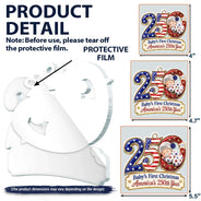 Adorable,Independence Day,New Mom,America 250th,Christmas,Gift For Mother,Vector - Baby Sleeping First Christmas America 250th Anniversary - Personalized Custom Shaped Acrylic Ornament