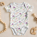 Adorable,New Mom,Gift For Mother,Icon - Birth Flower Pattern With Name Gift For New Mom New Baby - Personalized Baby Bodysuit